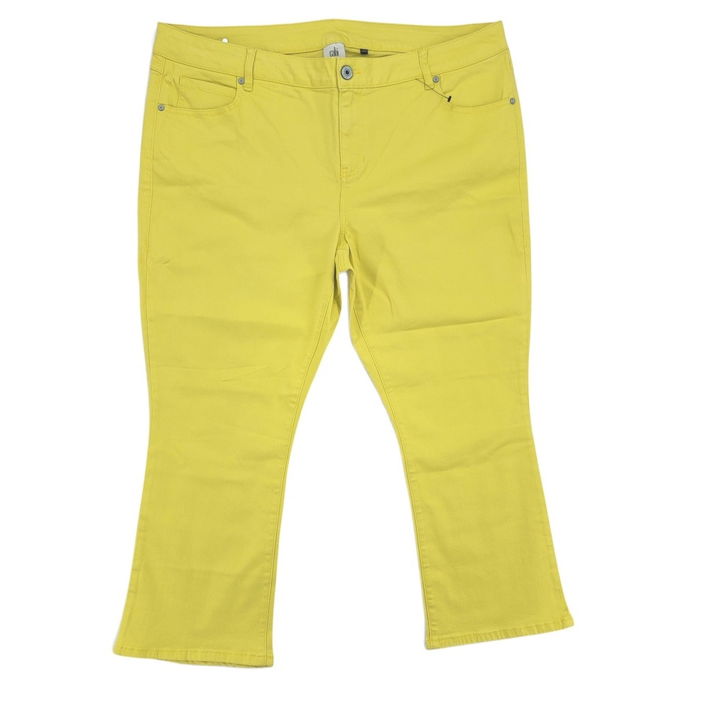 Cabi Womens Plus 20 Yellow Cropped Flare Jeans‎ Stretch Mid Rise Summer Vibrant